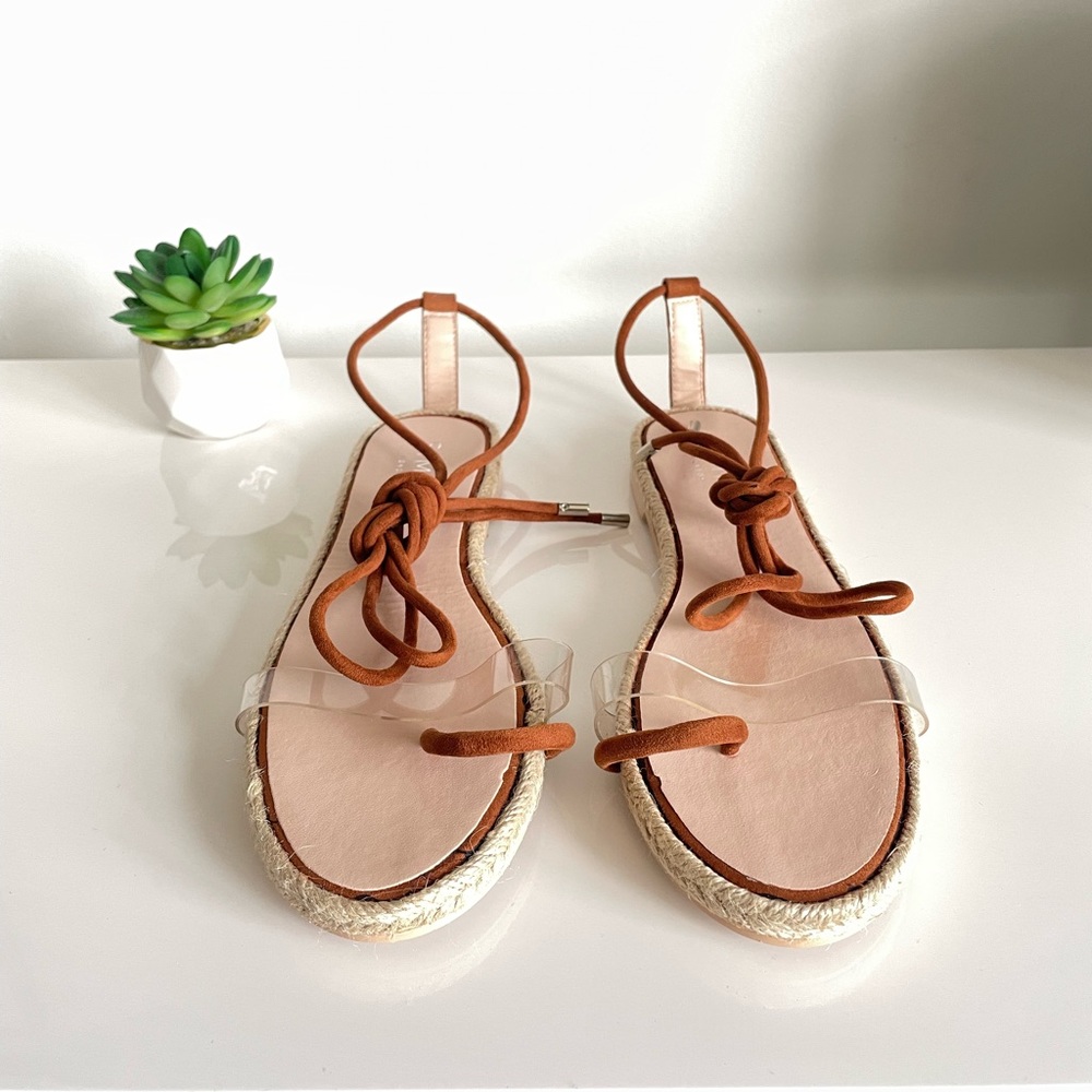 Tan Suede Lace Up Sandal